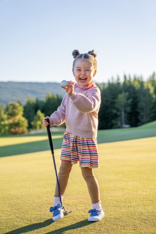 Smiling Girl on Golf Course Inti St Clair Austin Texas Tumble Creek Scene Golf Green