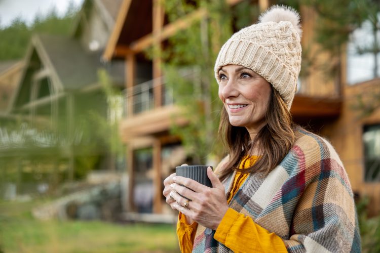Woman Outside Wooden Cabin Inti St Clair Austin Texas Tumble Creek Scene Nature Portrait
