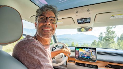 Backing up Car with Mountain View