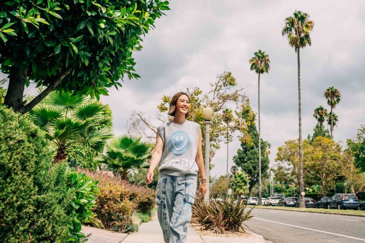 Golfer Michelle Wie Walking in Neighborhood