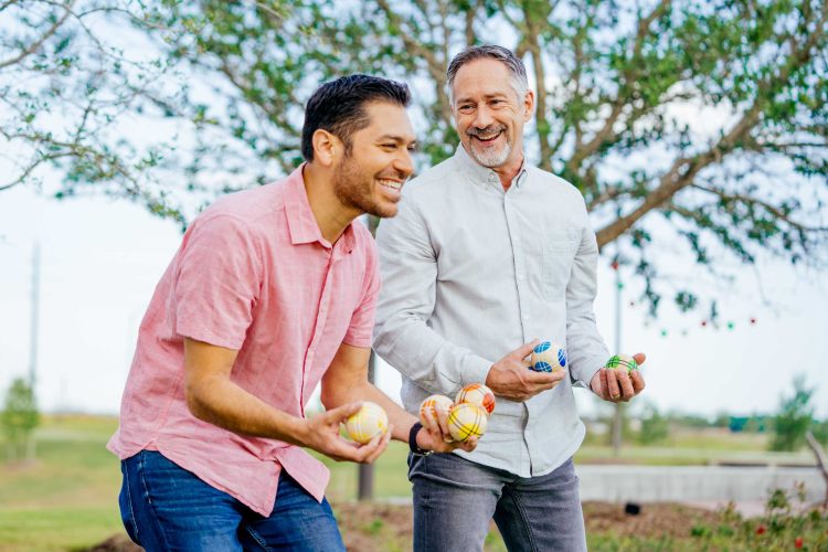 Men Having Fun Lawn Bowling
