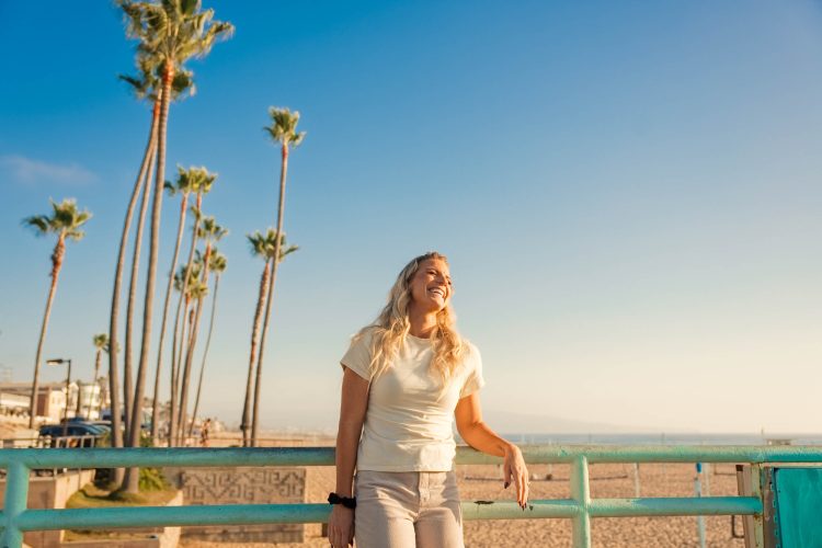 Soccer Player Julie Ertz at Newport Beach Laughing